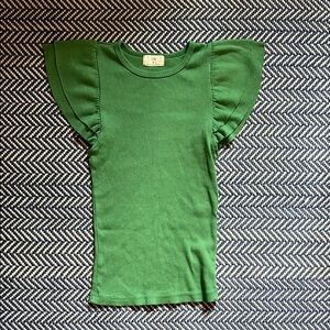 T.La Green Short Sleeve Tee with Flutter Sleeves